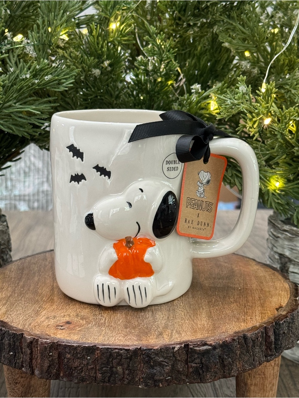 ๐ Brand NEW w/Tags Peanuts x Rae Dunn SPOOKY AND SWEET Double Sided Mug w/Snoopy